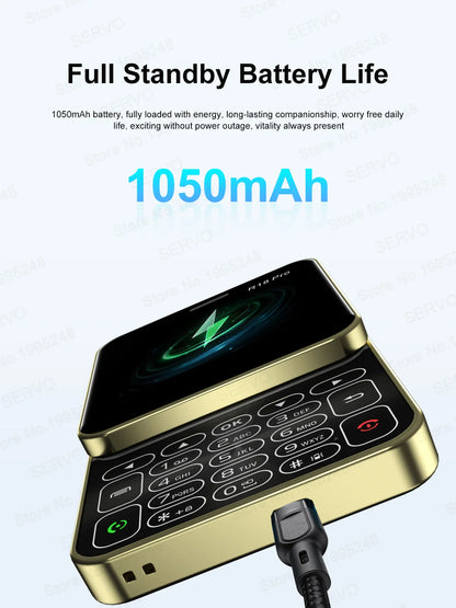 2024 NEW SERVO R18Pro Mini Mobile Phone – 2.4" Rotating Screen, Button Slider, Flashlight, Magic Voice, Dual SIM Standby