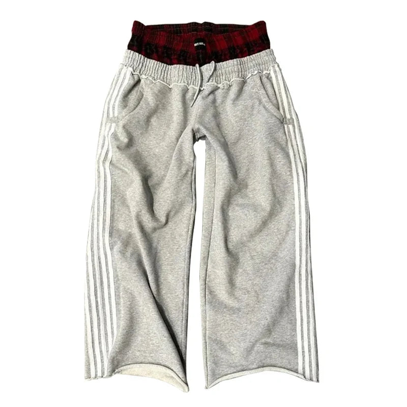 Y2K Retro Embroidered Sweatpants - Unisex Harajuku Goth Wide Leg Baggy Streetwear
