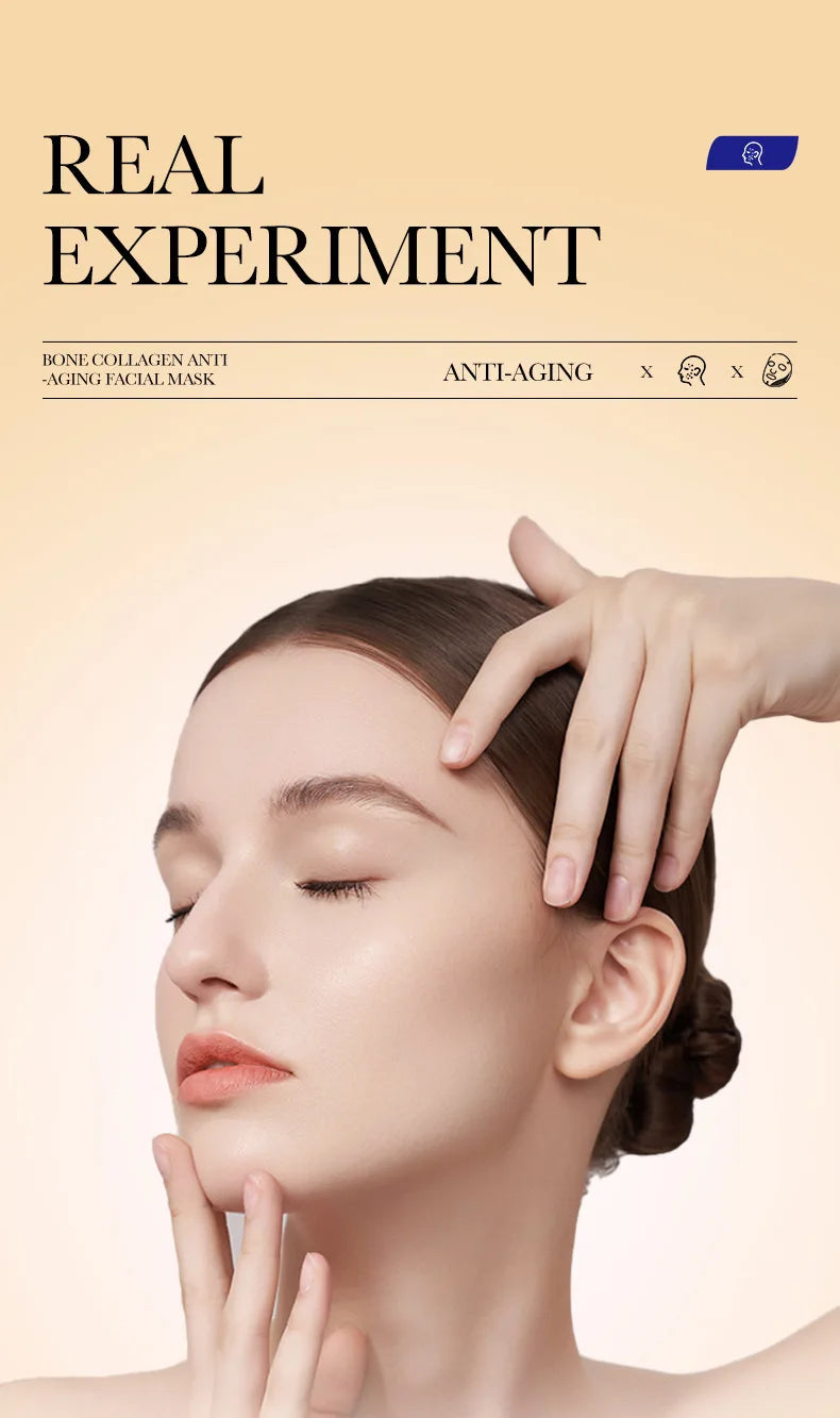 10PCS Anti-Wrinkle Collagen Face Masks – Moisturizing, Anti-Aging, Brightening Facial Sheet Masks