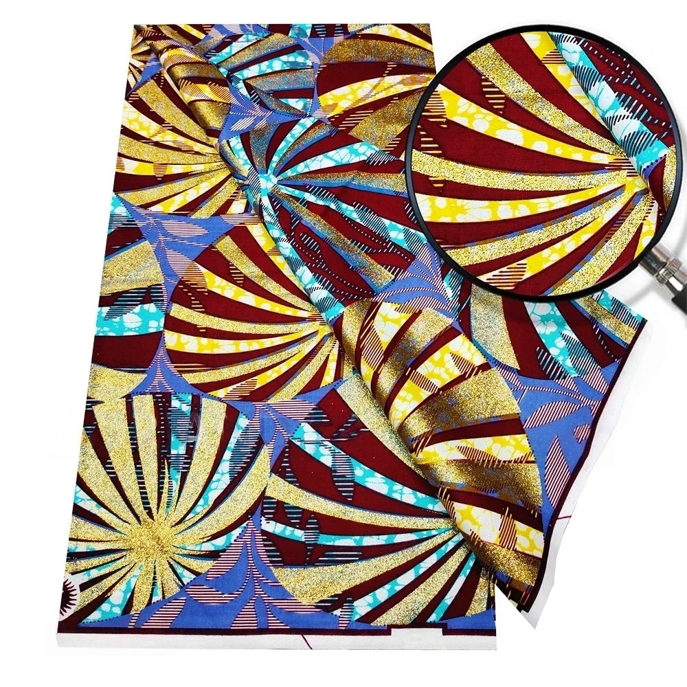 Original African Wax Print Fabric - 6 Yards 100% Cotton Nigerian Ankara Sewing Material for Women’s Dresses
