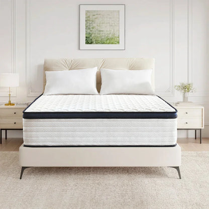 Queen Size Gel Memory Foam Hybrid Mattress — Medium Firm Comfort with Pressure Relief & Motion Isolation, Mattress in a Box