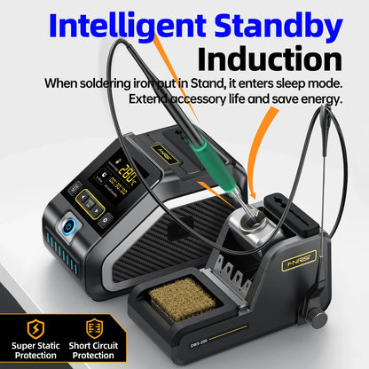FNIRSI DWS-200 200W Power Soldering Iron Station | C210 C245 Handle for Electronic Welding & Rework