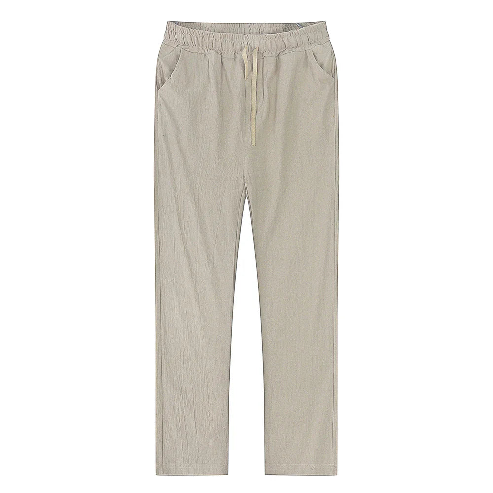 Men's Cotton Linen Pants – Breathable Solid Color Trousers for Autumn, Fitness & Streetwear, S-3XL