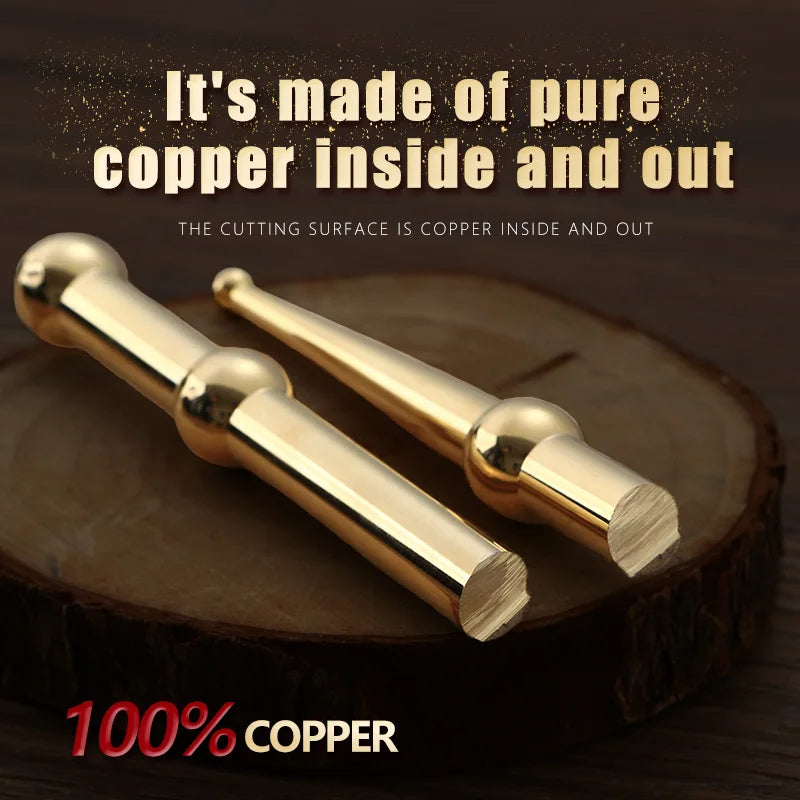 Copper Gua Sha Stick & Metal Massage Tools | Facial, Foot & Ear Point Probe for Beauty & Relaxation