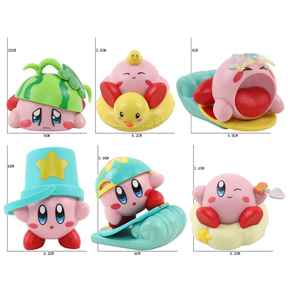 Star Kirby Action Figures — Cute PVC Toys with Cartoon Drawstring Storage Bag, Pocket-Sized Action Figures
