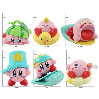 Star Kirby Action Figures — Cute PVC Toys with Cartoon Drawstring Storage Bag, Pocket-Sized Action Figures