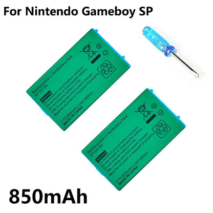 Rechargeable 850mAh Lithium-Ion Battery Pack with Screwdriver — Replacement for Game Boy Advance GBA SP 896C