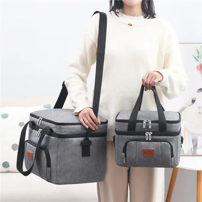 Large Capacity Multifunctional Double Layers Tote Cooler Lunch Bags - Travel Picnic Lunch Box for Women & Men with Shoulder Strap