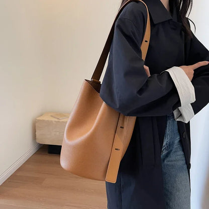 LEFTSIDE Retro Small Solid Color Leather Shoulder Bag – 2025 Korean Designer Handbag for Women