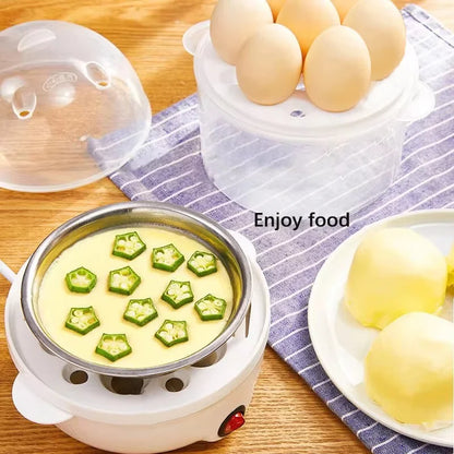 220V Multifunctional Electric Egg Boiler - Double Layer Egg Cooker and Mini Steamer for Kitchen Breakfast