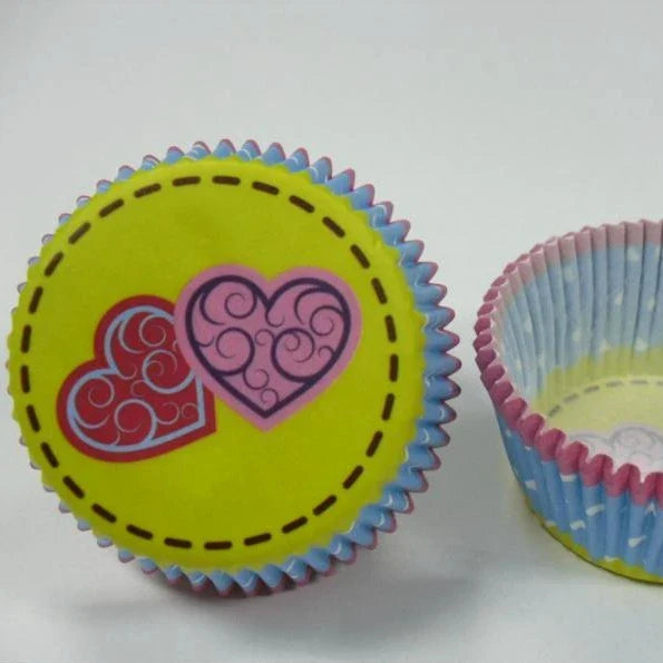 100PCS Animal Print & Pink Heart Cupcake Liners – Zebra, Leopard & Cow Pattern Muffin Baking Cups for Weddings & Parties