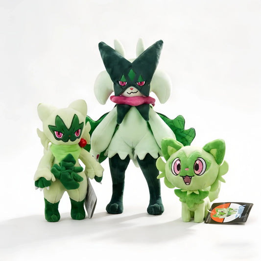 Pokemon Sprigatito Plush – Floragato & Meowscarada Evolution Stuffed Doll, 9th Gen Anime Toy Gift for Kids