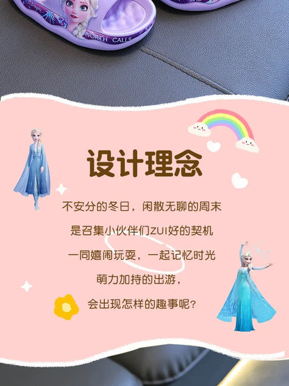 Disney Frozen Elsa Girls Slippers — Cute Cartoon Anti-Slip Soft Sole Summer Sandals