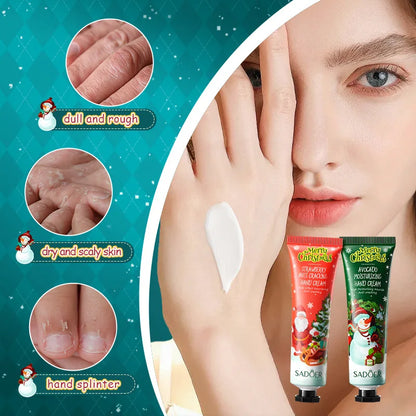 SADOER 8pcs Christmas Hand & Lip Care Set — Moisturizing Hand Cream & Lip Balm for Plump Lips and Smooth Skin
