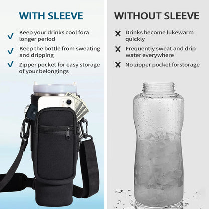 Leeseph Water Bottle Carrier Bag: Adjustable Shoulder Strap Pouch for Stanley 40oz Tumbler with Handle - Convenient Transport Solution