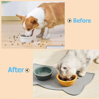 Non-Stick Waterproof Silicone Pet Feeding Mat: Dog & Cat Bowl Pad for Clean Feeding - Puppy Feeder Tray with Water Cushion Placemat