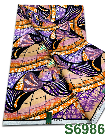 Original African Wax Print Fabric - 6 Yards 100% Cotton Nigerian Ankara Sewing Material