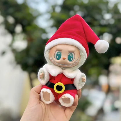 Mini Winter Plush Outfit for Labubu V1–V3 Dolls – Santa, Snowman & Elk Sweater Hat Set, New Year Gift