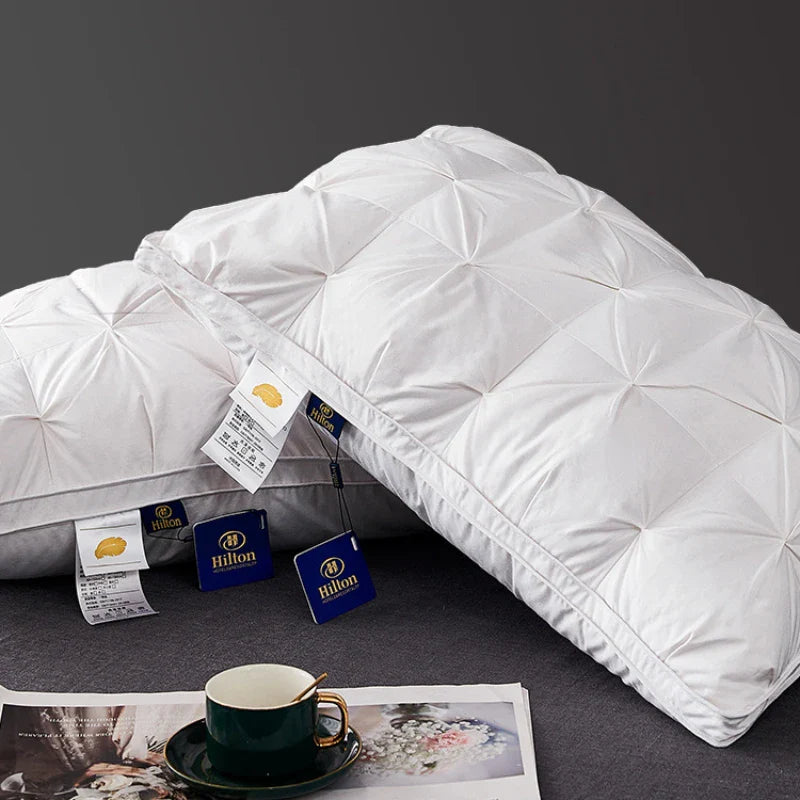 95% Goose Down Pillow – White Cotton Cover, Rectangle, Low-Mid-High Firmness for 5-Star Hotel Sleep