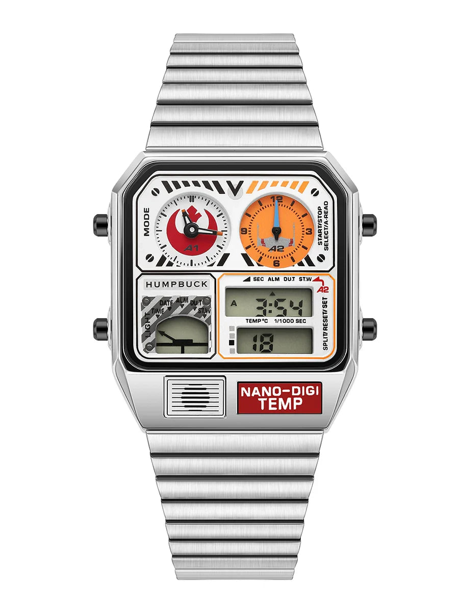 HUMPBUCK Men’s Digital Watch – Multifunctional Classic Wristwatch with Temperature, Stopwatch, Dual Time & Calendar