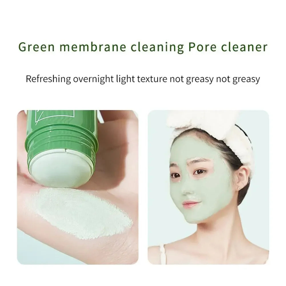 Green Tea & Eggplant Mud Face Mask – Deep Cleansing, Oil Control, Antioxidant, Pore Shrinking, Blackhead Removal, Refreshing Skin Treatment