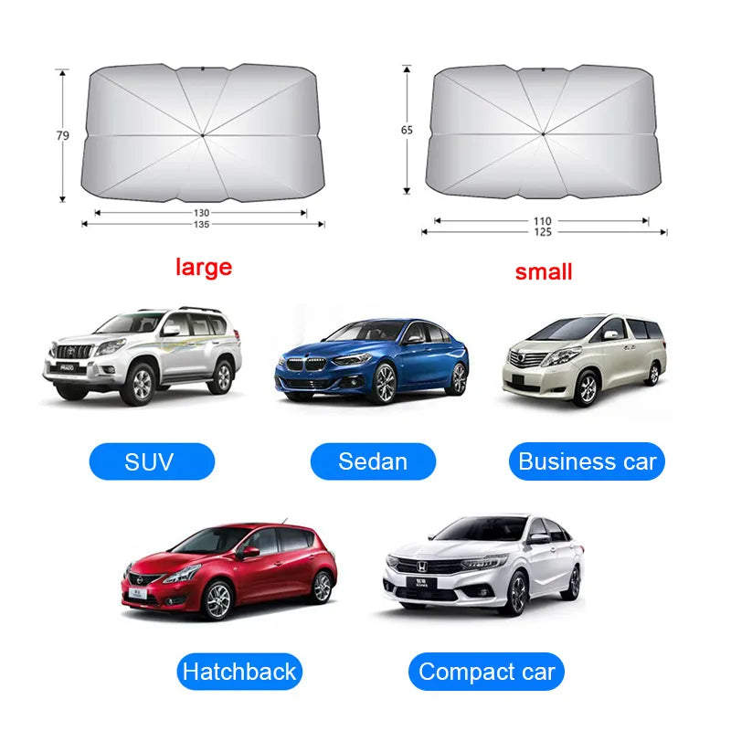 Car Sunshade Umbrella - Summer Sun Protector Parasol for Windshield Interior - Auto Shading Accessory for Windshield Protection