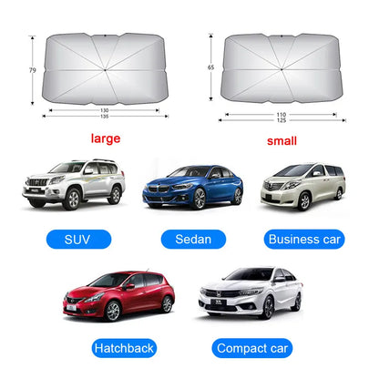Car Sunshade Umbrella - Summer Sun Protector Parasol for Windshield Interior - Auto Shading Accessory for Windshield Protection