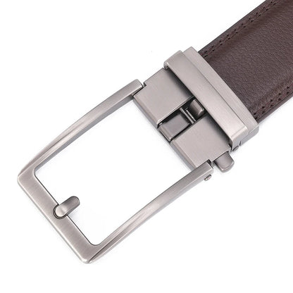 Men’s Luxury Leather Click Belt – Automatic Buckle Designer Waist Strap for Jeans (Blue, 3.5cm)