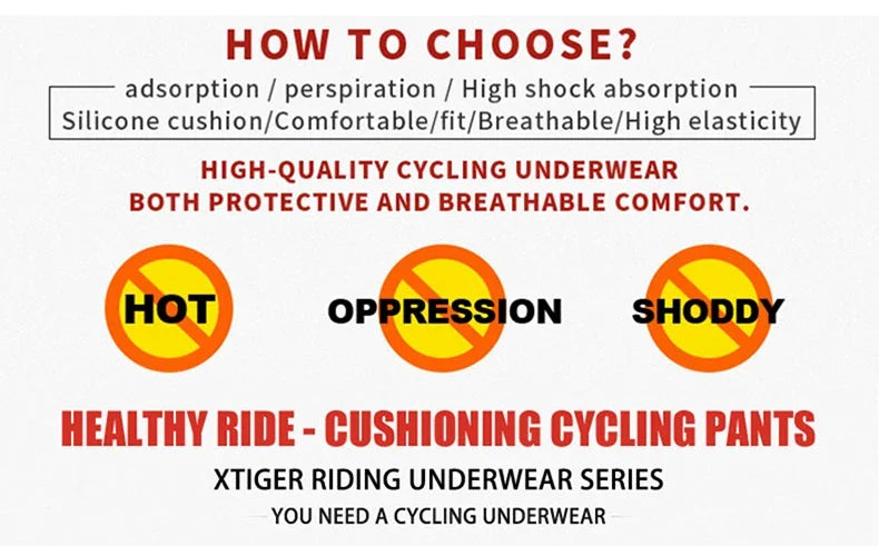 X-TIGER Men’s Cycling Underwear Shorts – 5D Gel Pad, Breathable Non-Slip Bike Shorts for MTB & Road Cycling