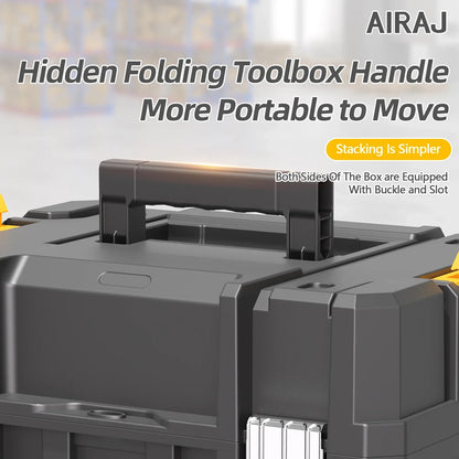AIRAJ Stackable Modular Toolbox Set — Portable Combo ToolBox with Wheels for Space-Saving Storage & Easy Mobility