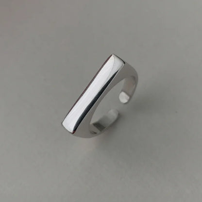 925 Sterling Silver Open Ring — Handmade Geometric Irregular Cross Lines for Women