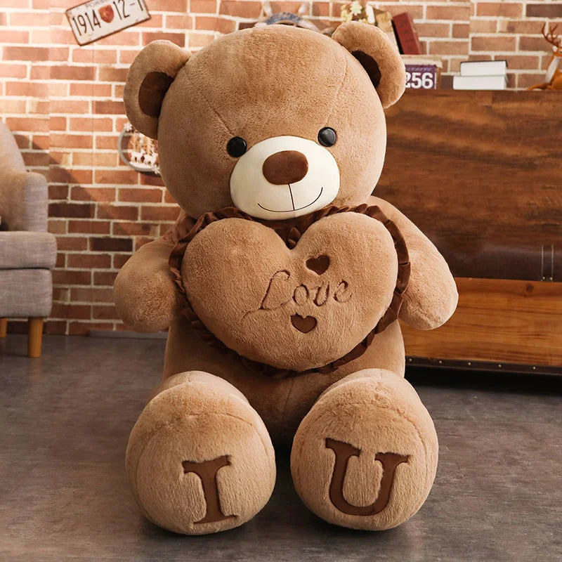 100cm “I LOVE YOU” Giant Plush Bear – Soft Stuffed Toy for Kids & Girlfriend Birthday Gift