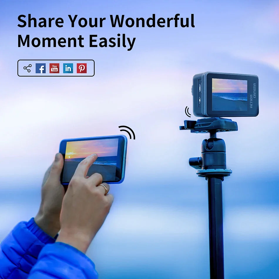 AUSEK S81TRW 5K Action Camera – 4K60FPS, 48MP, EIS, 5X Zoom, 1080P Webcam, Wi-Fi Vlog Sports Cam with Remote & Optional Filters