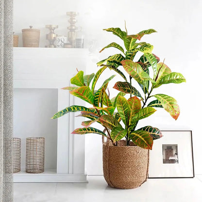 32–120cm Artificial Banyan Tree Branch – Tropical Fake Plant with Red Leaves for Home, Garden & Indoor Decorative Display