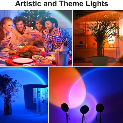 Sunset Projector Lamp - Rainbow Atmosphere Night Light for Bedroom Decor, Background Wall, and Table Lamp