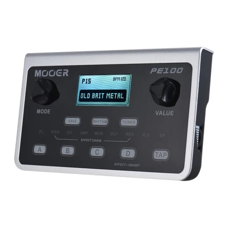 MOOER PE100 Portable Guitar Multi-Effects Processor – 39 Effects, 40 Drum Patterns & 10 Tempo Options