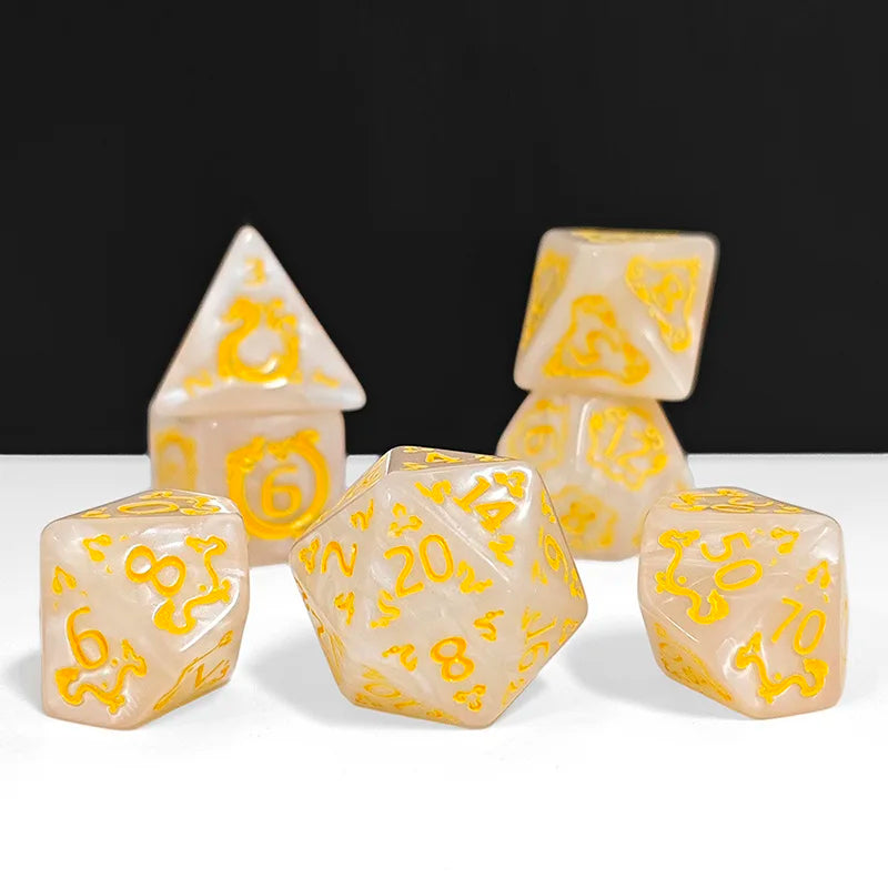 DND 7-Piece Dragon Pattern Polyhedral Dice Set – Role-Playing D&D TRPG Board Game Accessories