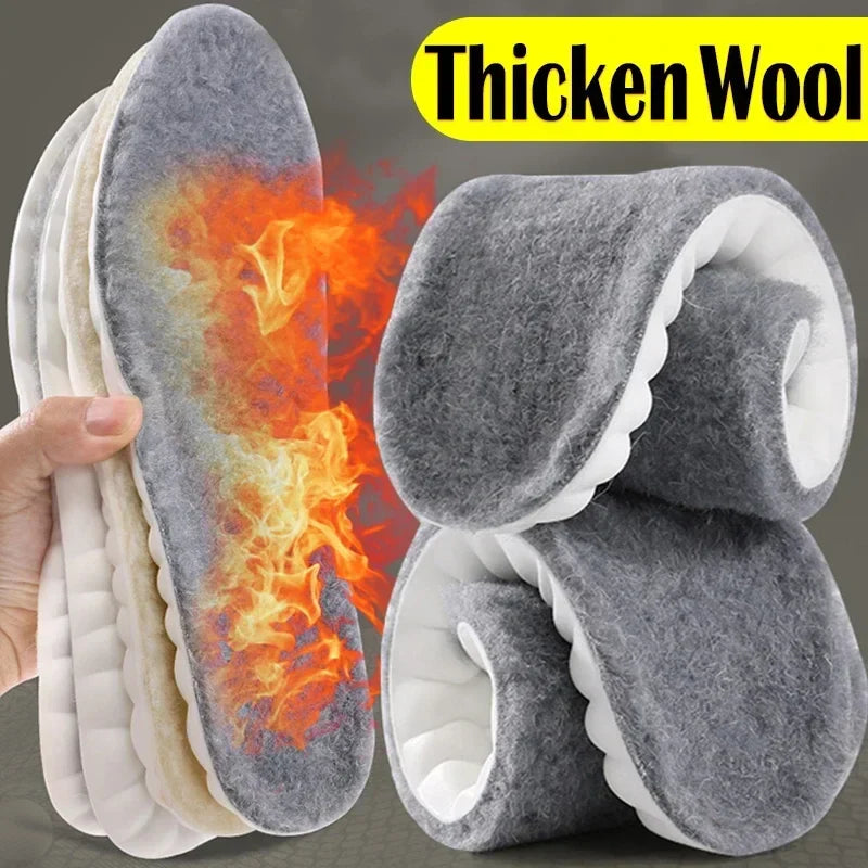 2PCS Self-Heating Thermal Insoles – Winter Warm Wool Memory Foam Shoe Pads for Men & Women Sports Shoes