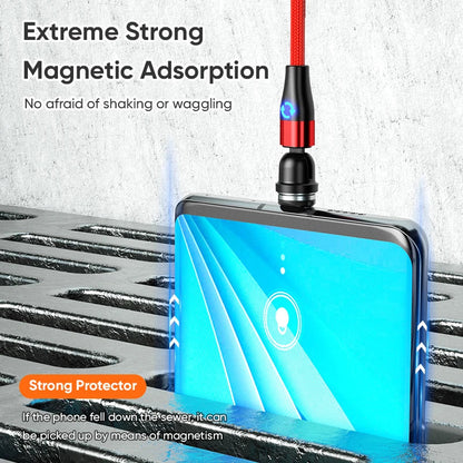 3-in-1 Magnetic Charging Cable — Micro USB & Type-C with 540° Rotate LED for Xiaomi, Samsung, Huawei, iPhone