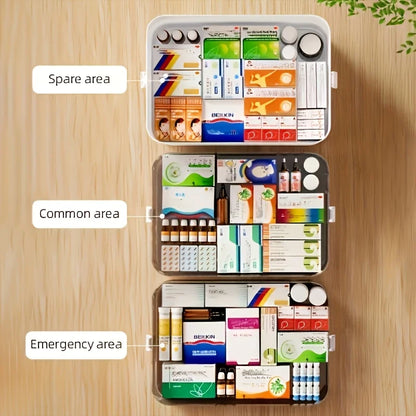 Portable Large Capacity Medicine Box – Home First Aid Kit with Multi-Layer Drug Storage for Family Emergencies