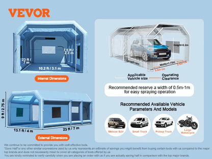 VEVOR Inflatable Paint Booth – Portable Car Spray Booth with Powerful Blowers & Air Filter System
