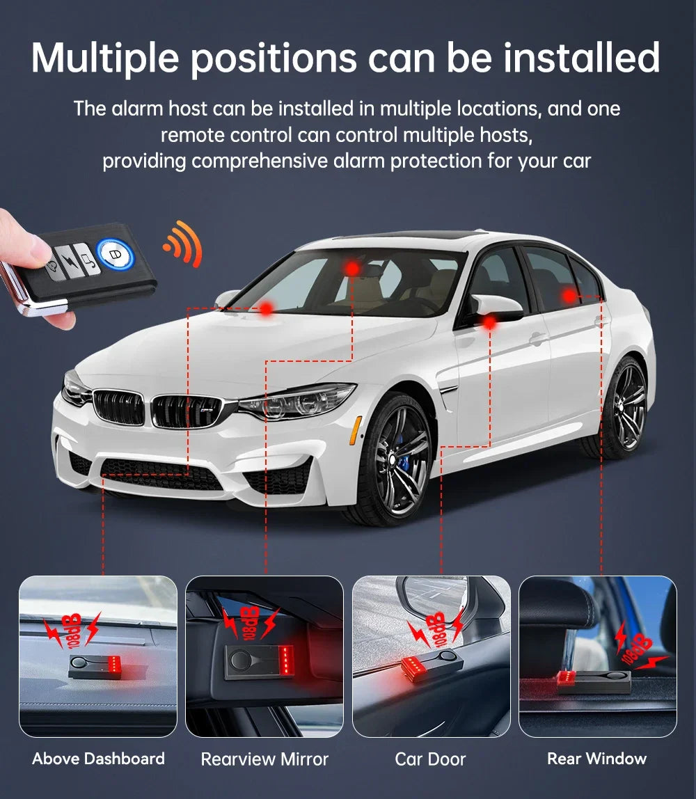 Extractme 108dB Wireless Car Anti-Theft Alarm – Vibration Sound & Light Vehicle Security System with Remote for Doors & Windows
