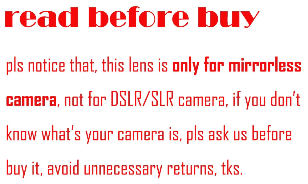 RISESPRAY 35mm F1.6 Manual Focus Prime Lens — Compatible with Canon EOS M, Nikon N1, Fuji C-FX, Sony NEX, Olympus Micro 4/3