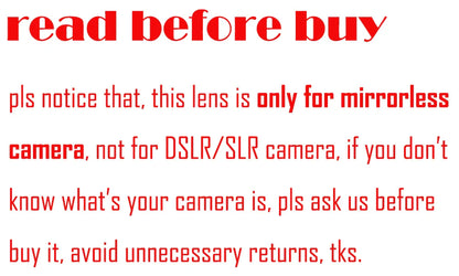RISESPRAY 35mm F1.6 Manual Focus Prime Lens — Compatible with Canon EOS M, Nikon N1, Fuji C-FX, Sony NEX, Olympus Micro 4/3