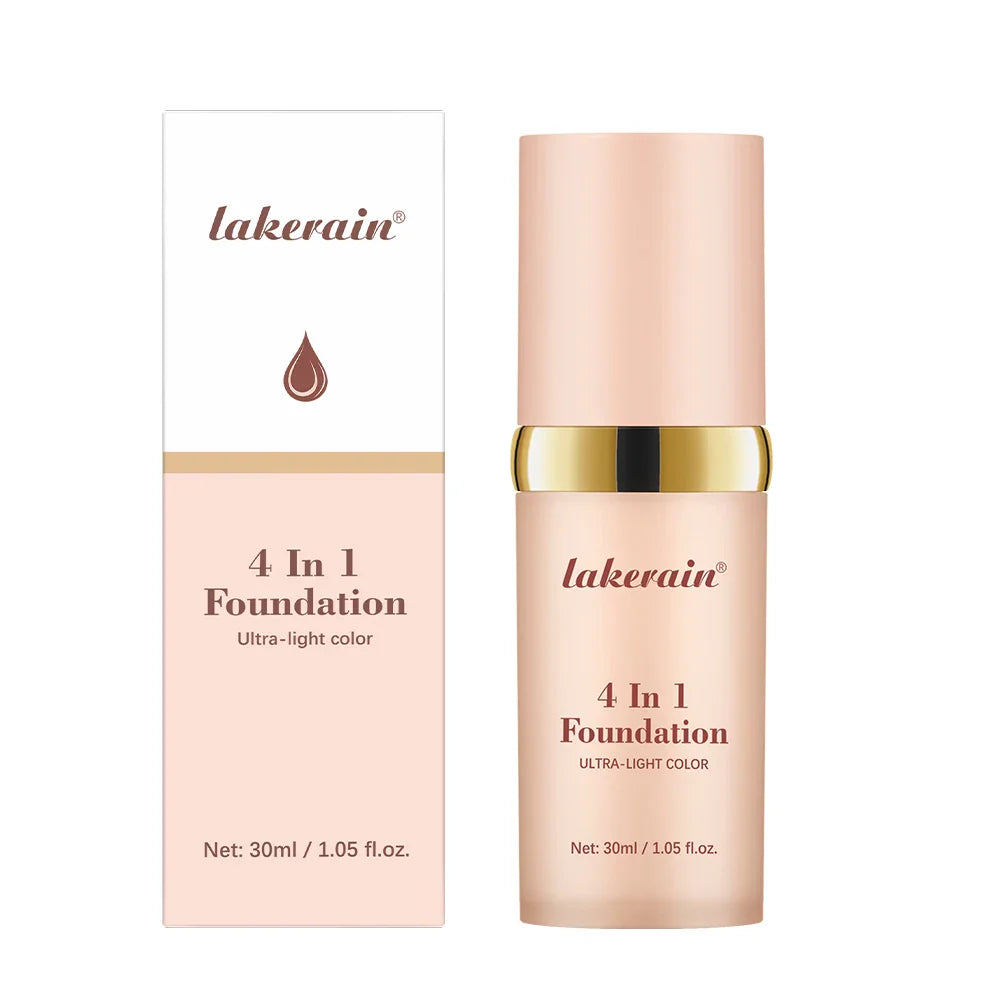 Color-Changing 4-in-1 Foundation – Moisturizing SPF 30+ Longwear Waterproof Makeup Base for Hydrating Travel Coverage