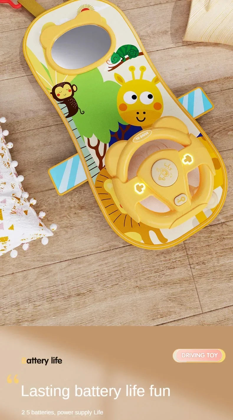 Kids Electric Copilot Steering Wheel Toy – Musical Simulated Driving Car Seat Educational Sound Toy