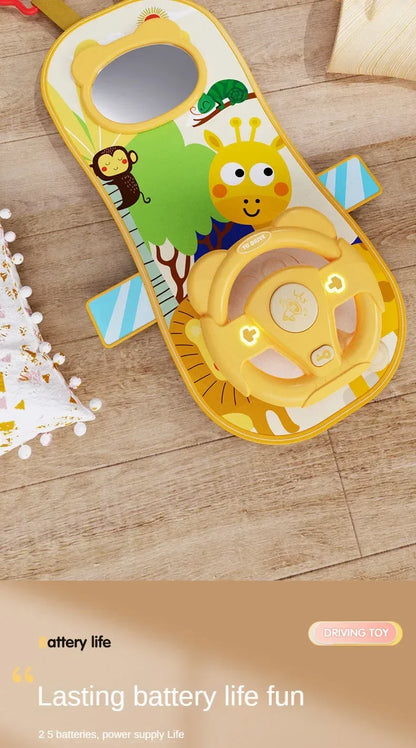 Kids Electric Copilot Steering Wheel Toy – Musical Simulated Driving Car Seat Educational Sound Toy