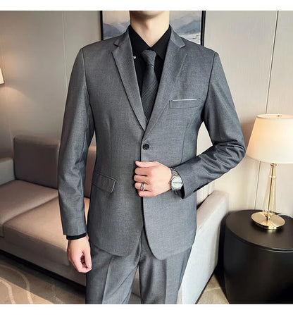 High-Quality Men’s 3-Piece Suit Set — Business Casual & Wedding Outfit (Jacket + Vest + Trousers), 2024 Fashion Banquet, Sizes S-6XL