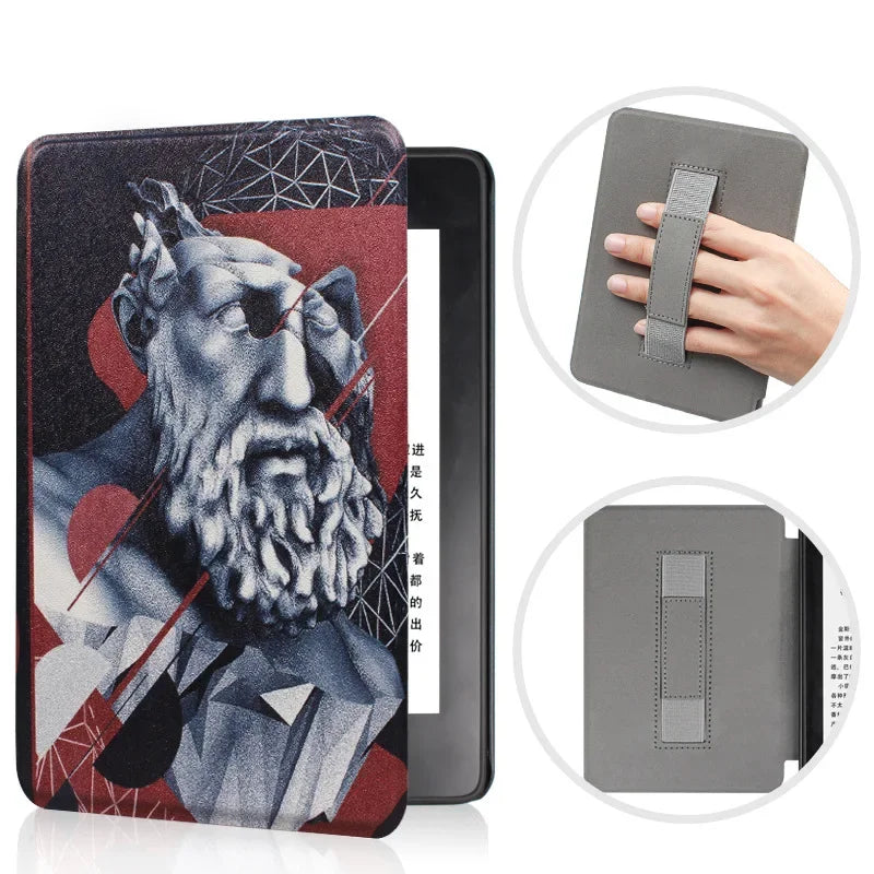 6" Kindle 11th Generation 2024 Case | PU Leather Ebook Cover with Hand Strap & Auto Wake Sleep
