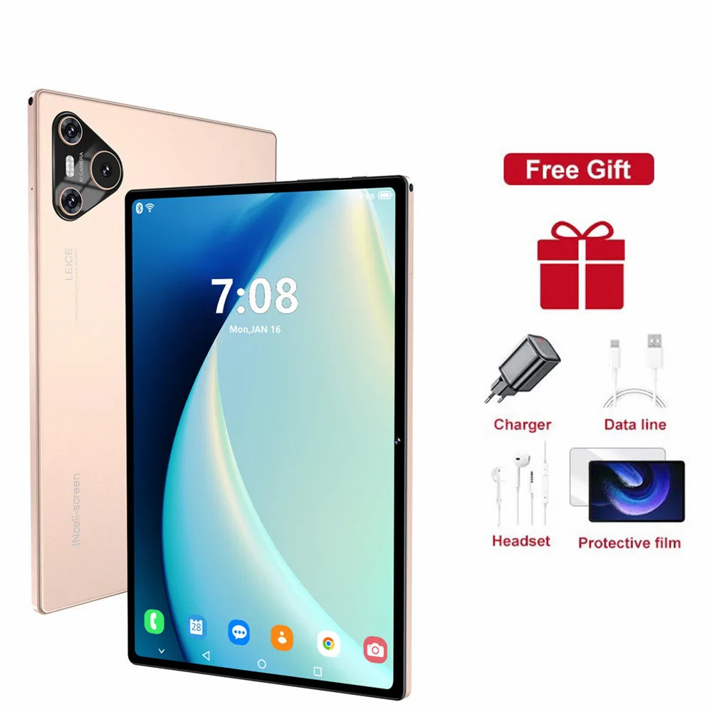 16 Pro 10.1" Android Tablet – HD Display, Android 12, 4G/5G Dual SIM, GPS, 10000mAh for Kids